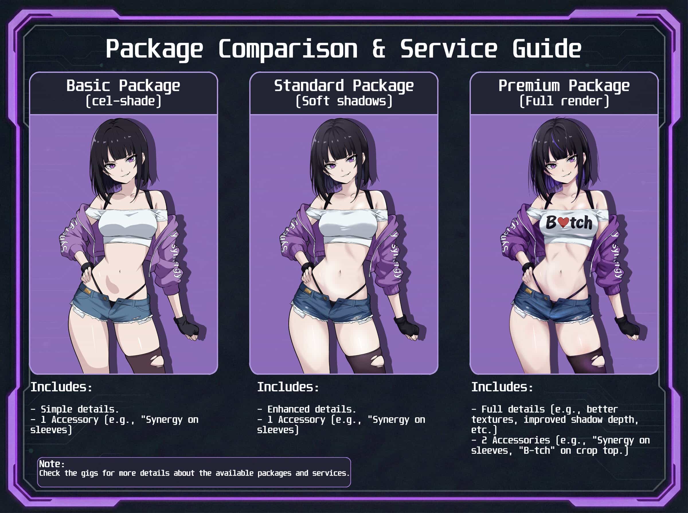 Package Comparison & Styles — visual summary of Basic, Standard and Premium tiers